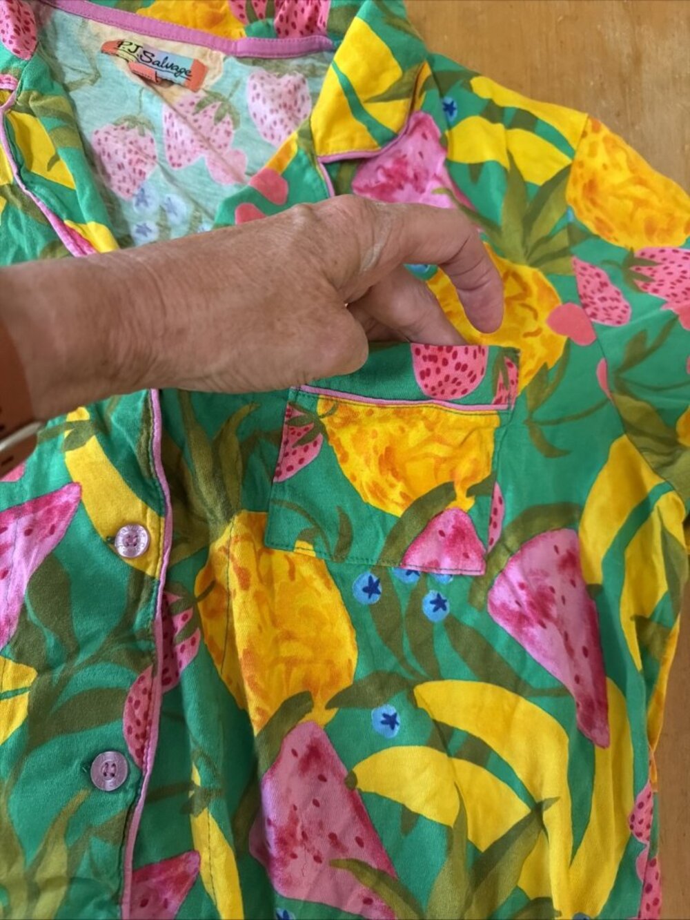 PJ Salvage Womens Short Sleeved Whimsey Fruit Pajama Set Size Large Vibrant - Picture 5 of 8